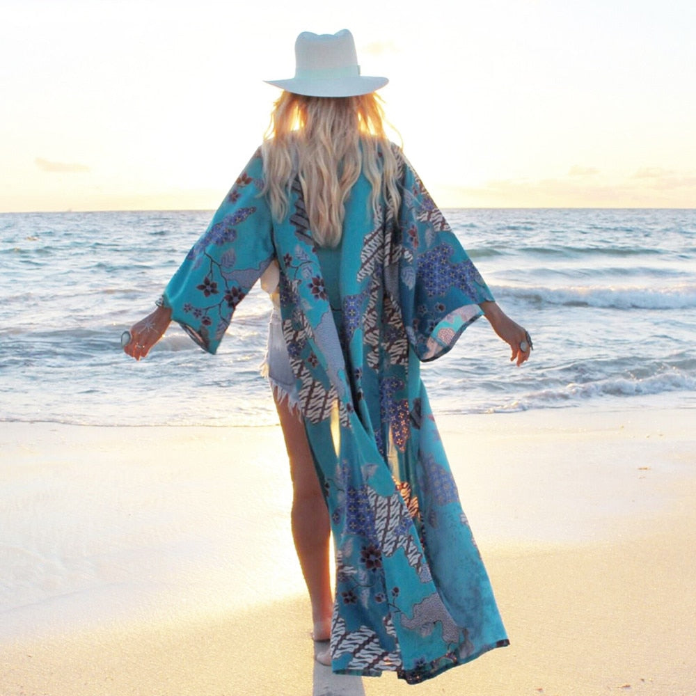 Long Sally Boho Chiffon cardigan for Beach