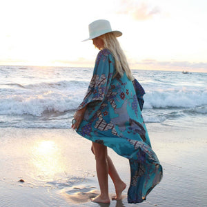 Long Sally Boho Chiffon cardigan for Beach